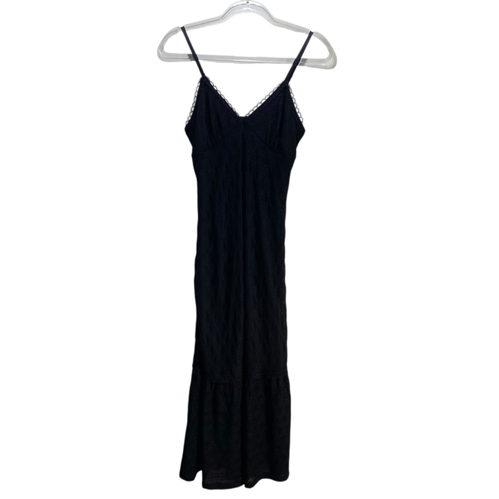 Slip Midi Soft 90 Y2K Strappy Dress S Black New Party Textured Tiered Resortwear - Picture 2 of 7